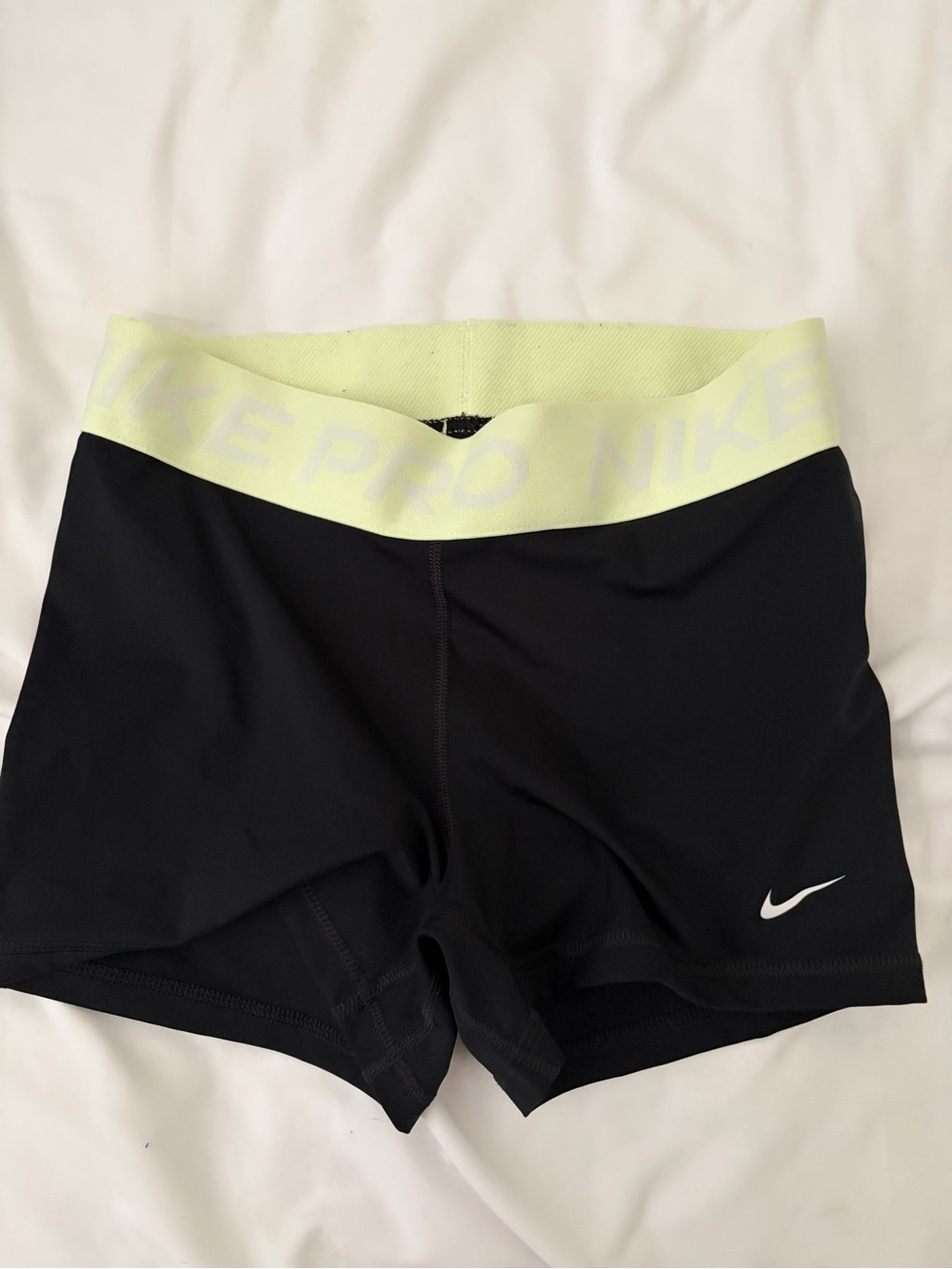 Nike Black Athletic Shorts with Light Yellow Waistband